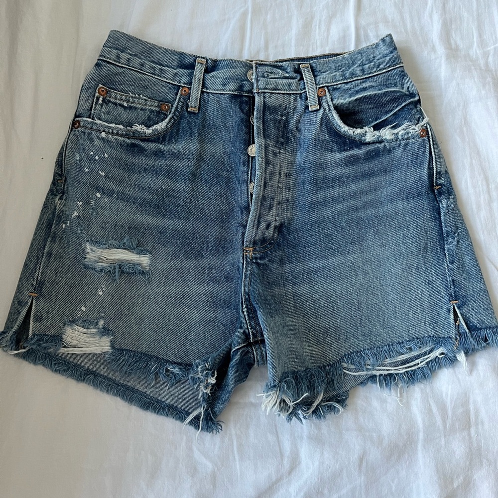 Agolde cutoff distressed denim shorts